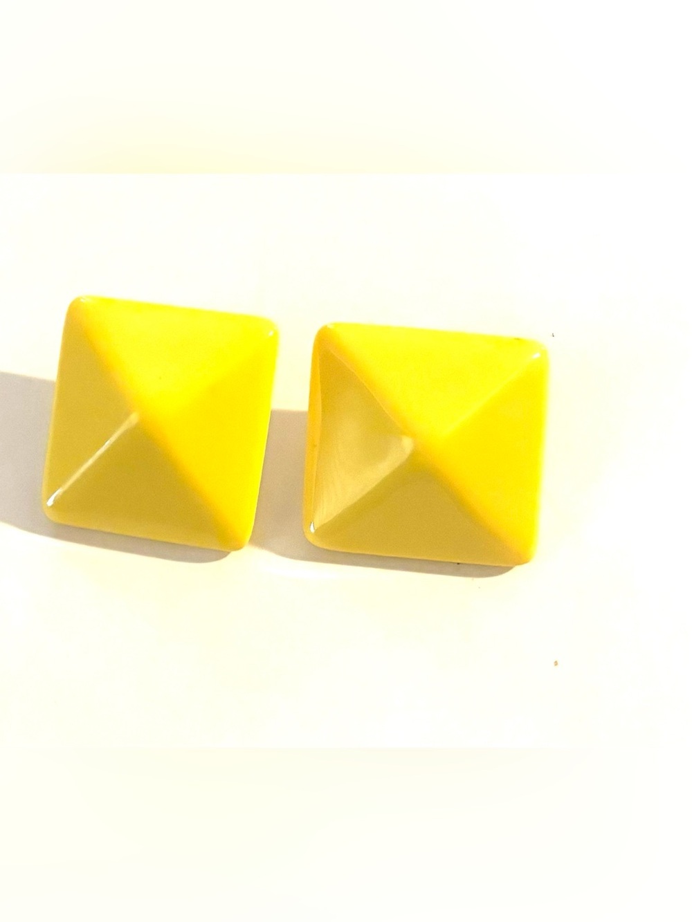 Vintage Yellow Pyramid Stud Earrings